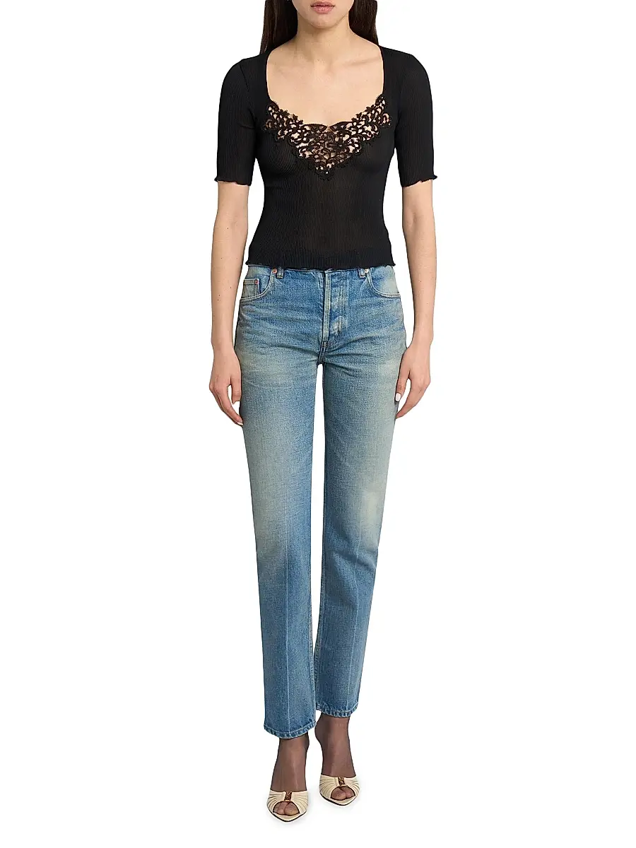 Saint Laurent Women's 90's Mid-Rise Straight Jeans | Thumbnail 2 Saint Laurent Women's 90's Mid-Rise Straight Jeans | Thumbnail 2