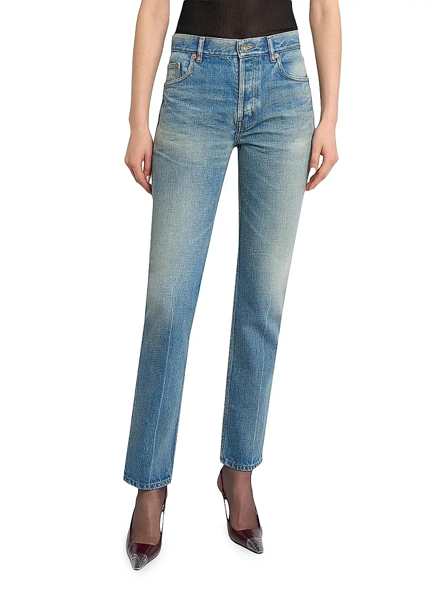 Saint Laurent Women's 90's Mid-Rise Straight Jeans | Thumbnail 4 Saint Laurent Women's 90's Mid-Rise Straight Jeans | Thumbnail 4