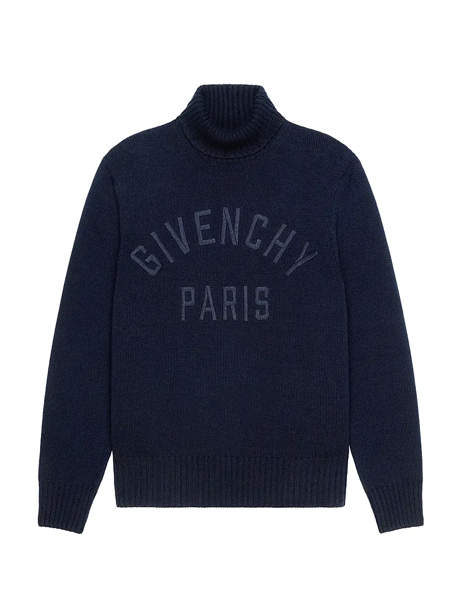 Givenchy Men's Sweater in Cotton - Dark Navy | Image 1 Givenchy Men's Sweater in Cotton - Dark Navy | Image 1