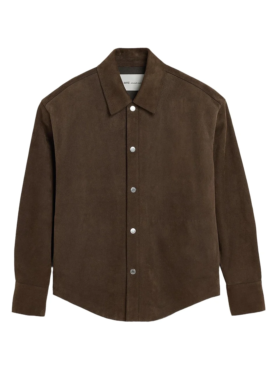Men's Suede Button-Front Overshirt