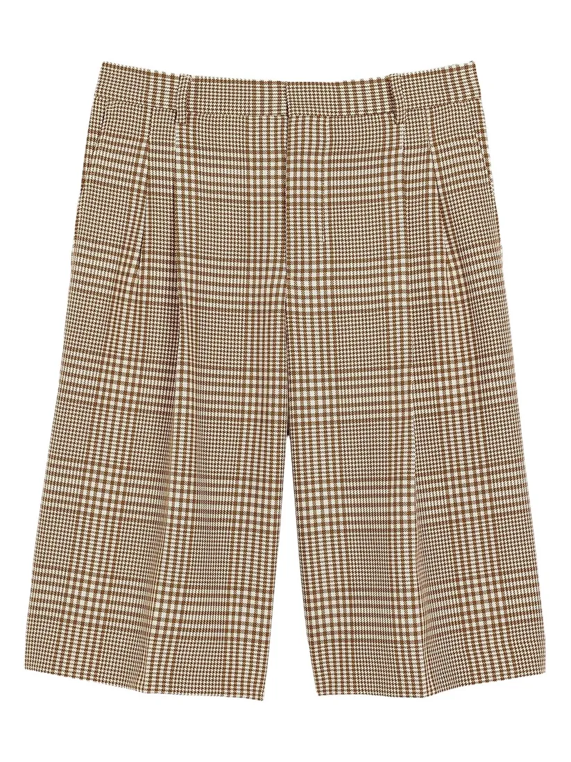 Men's Plaid Pleated Wool Shorts Men's Plaid Pleated Wool Shorts