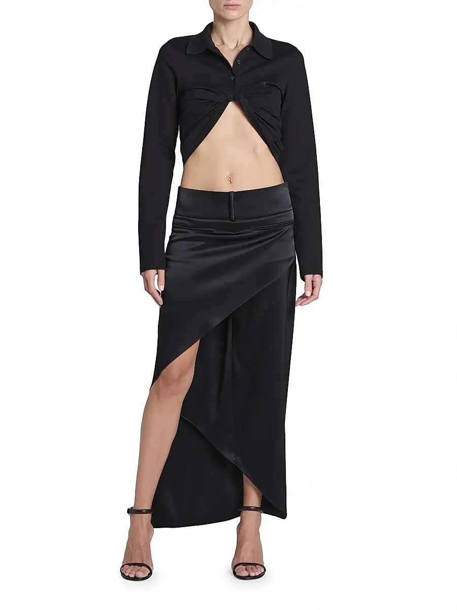 Courrèges Women's Infinity Heritage Asymmetric Satin Maxi Skirt | Thumbnail 2 Courrèges Women's Infinity Heritage Asymmetric Satin Maxi Skirt | Thumbnail 2