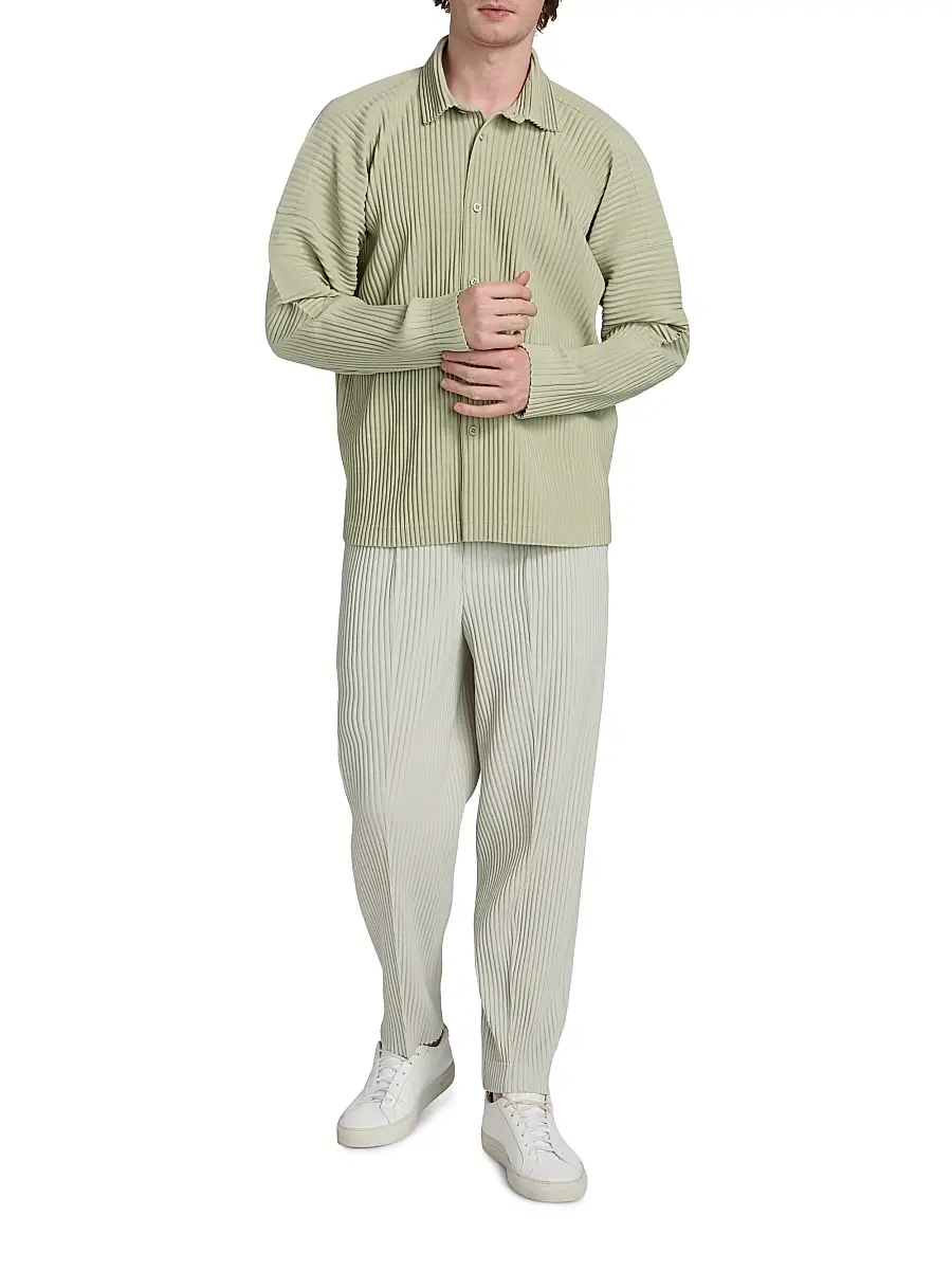 Homme Plissé Issey Miyake Men's Monthly Colors: October Pleated Shirt - Wavellite Green | Thumbnail 2 Homme Plissé Issey Miyake Men's Monthly Colors: October Pleated Shirt - Wavellite Green | Thumbnail 2