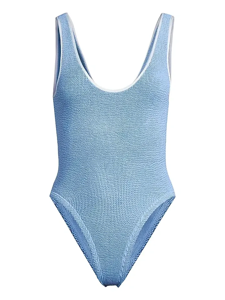 Hunza G Women's Faye Textured V-Neck One-Piece Swimsuit