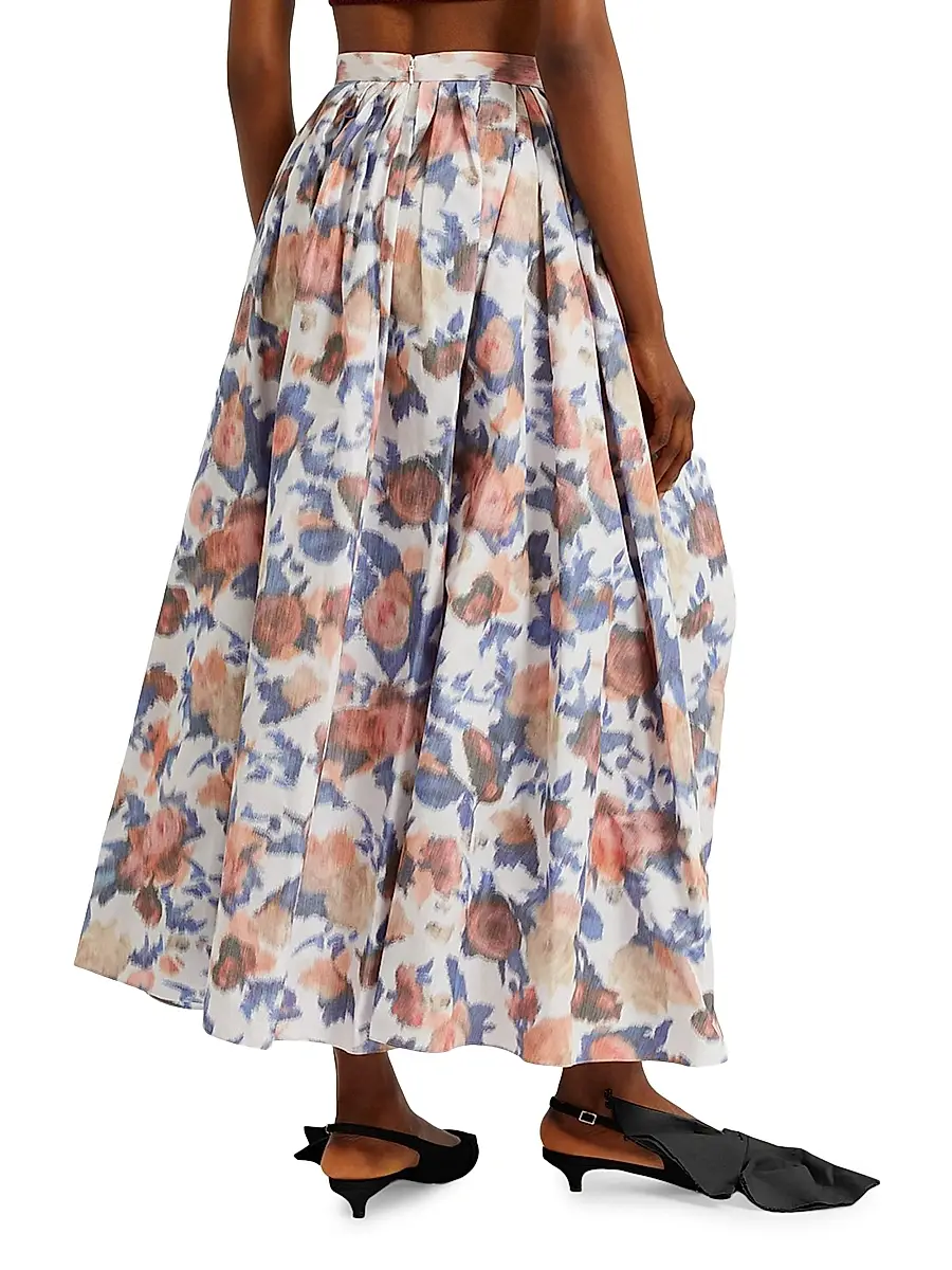 Erdem Women's Painted Roses Cocktail Full Skirt | Thumbnail 4 Erdem Women's Painted Roses Cocktail Full Skirt | Thumbnail 4