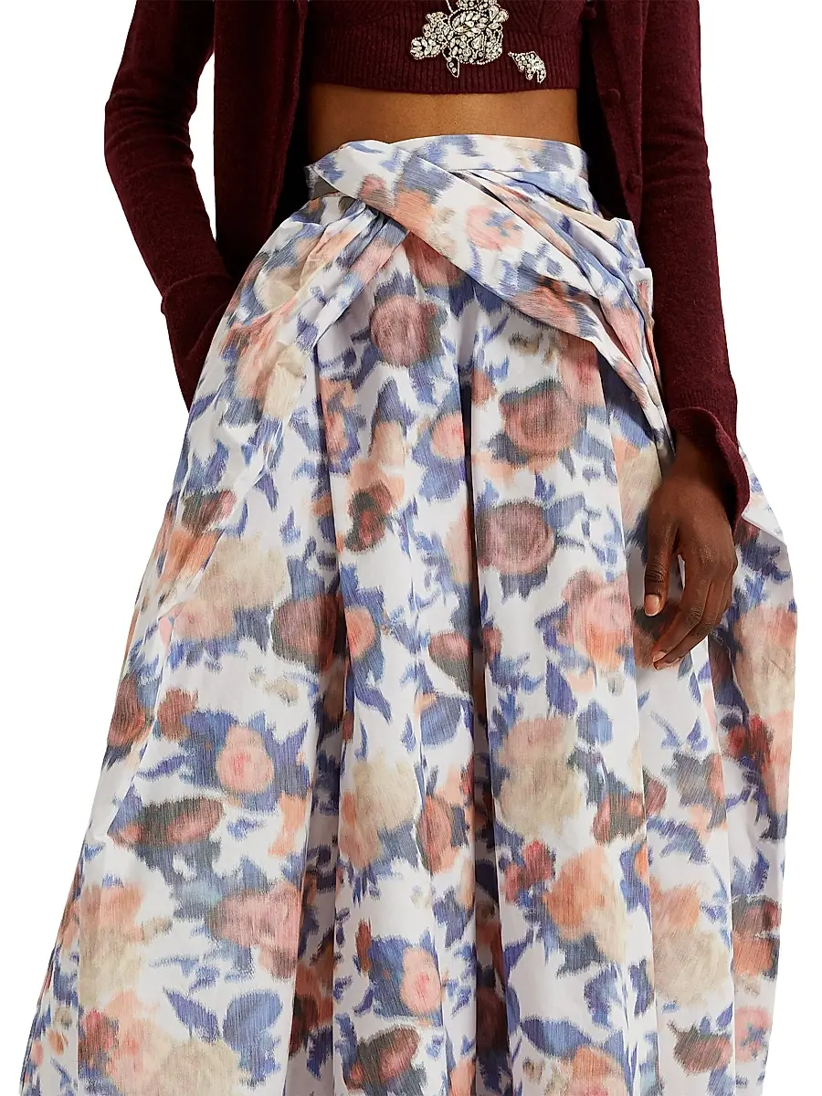 Erdem Women's Painted Roses Cocktail Full Skirt | Thumbnail 5 Erdem Women's Painted Roses Cocktail Full Skirt | Thumbnail 5