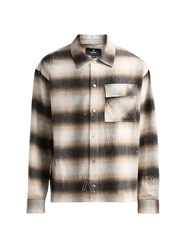 Represent Men's All Over Initial Cotton-Blend Flannel Shirt