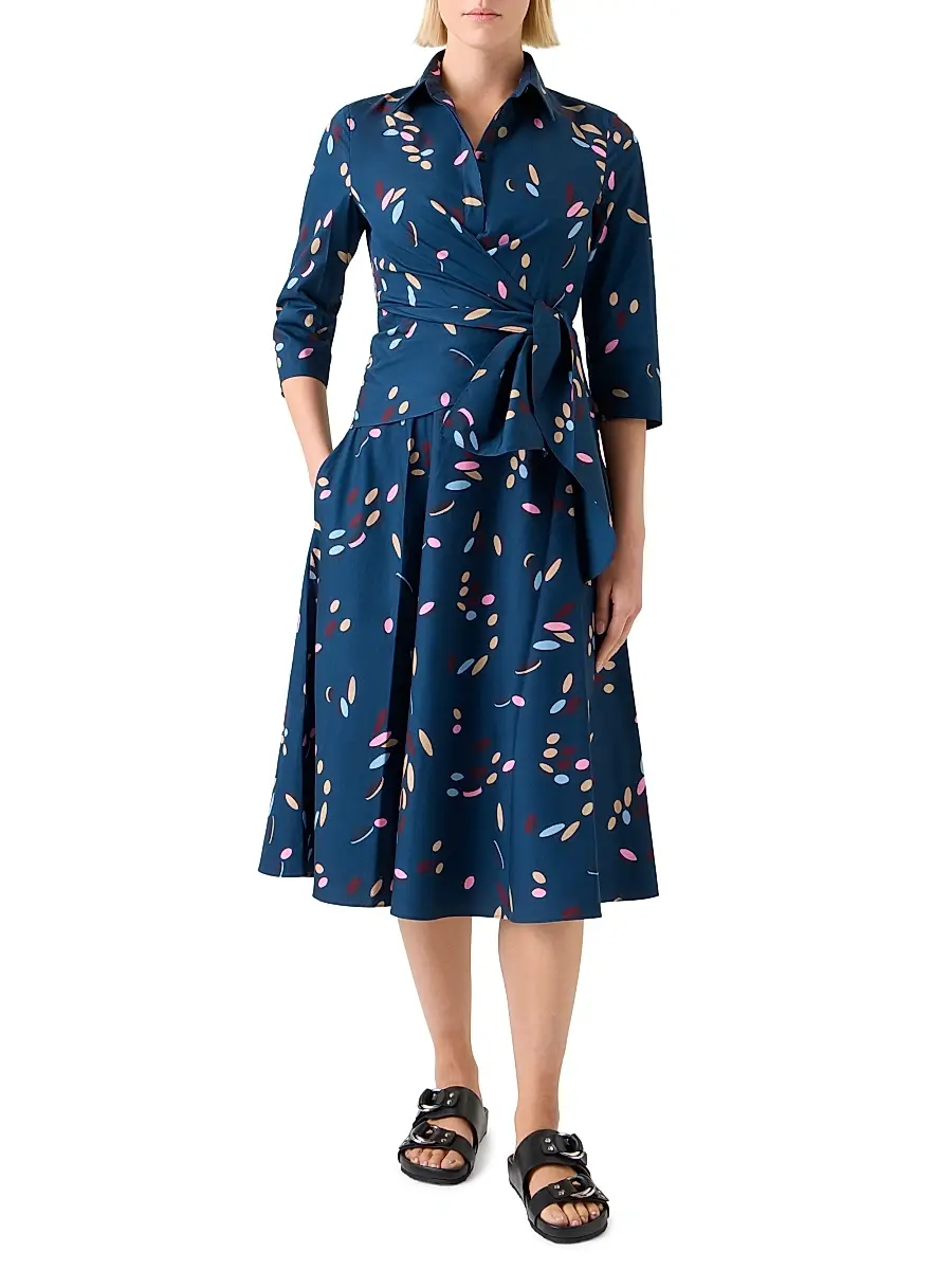 Akris punto Women's Confetti Printed Cotton Wrap Midi-Dress | Thumbnail 2 Akris punto Women's Confetti Printed Cotton Wrap Midi-Dress | Thumbnail 2