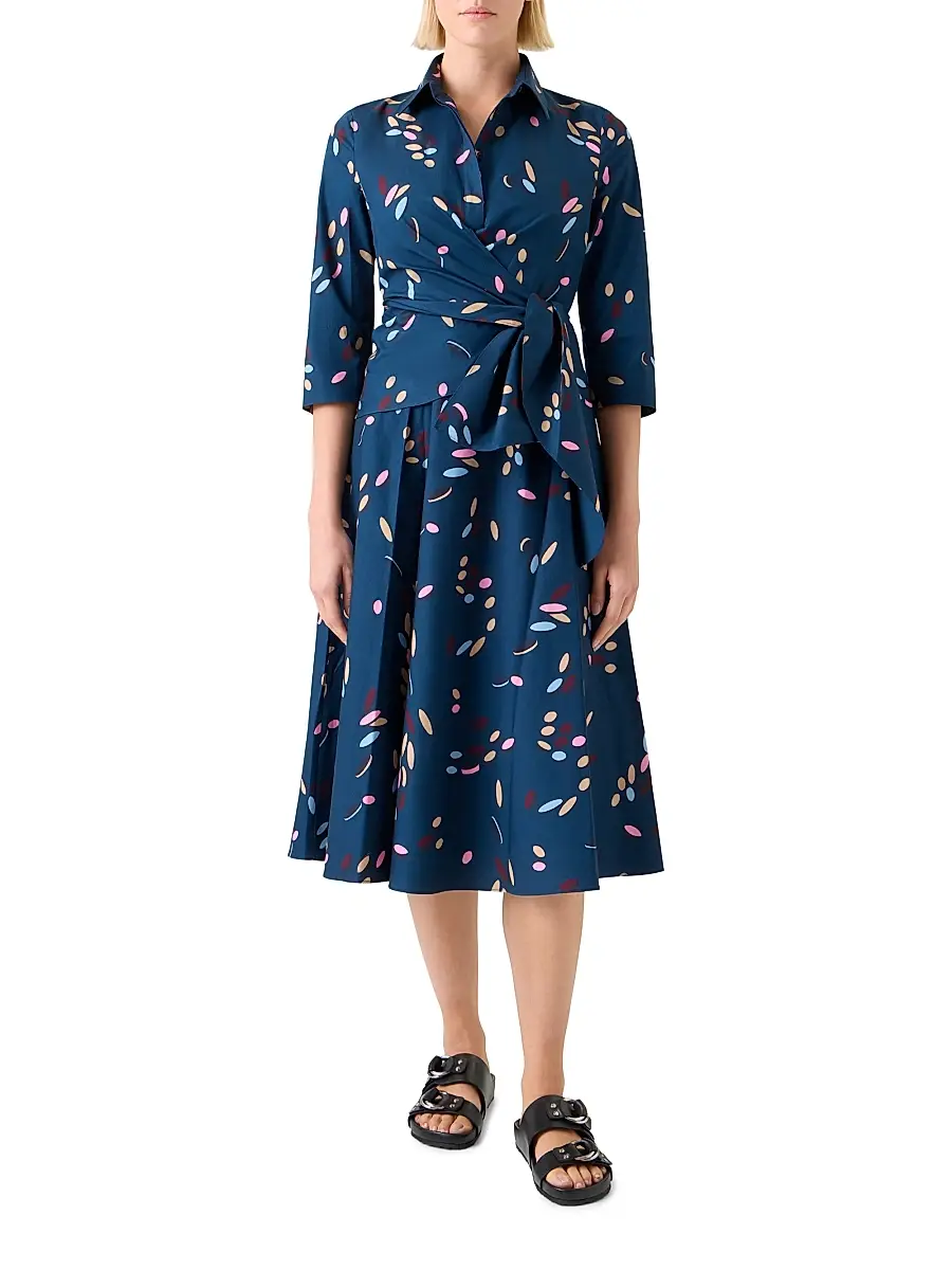 Akris punto Women's Confetti Printed Cotton Wrap Midi-Dress | Thumbnail 3 Akris punto Women's Confetti Printed Cotton Wrap Midi-Dress | Thumbnail 3