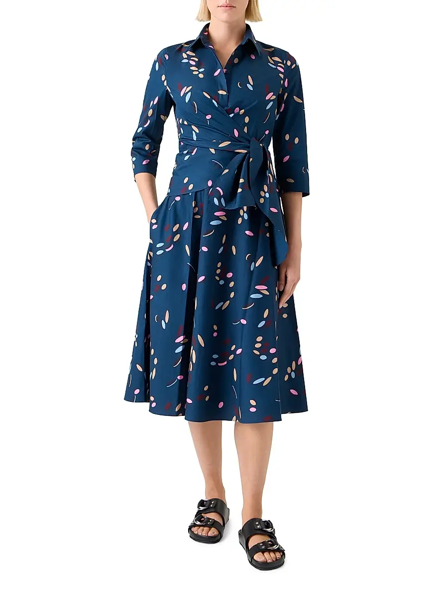 Akris punto Women's Confetti Printed Cotton Wrap Midi-Dress | Thumbnail 4 Akris punto Women's Confetti Printed Cotton Wrap Midi-Dress | Thumbnail 4