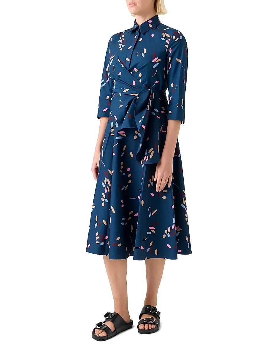 Akris punto Women's Confetti Printed Cotton Wrap Midi-Dress | Thumbnail 5 Akris punto Women's Confetti Printed Cotton Wrap Midi-Dress | Thumbnail 5