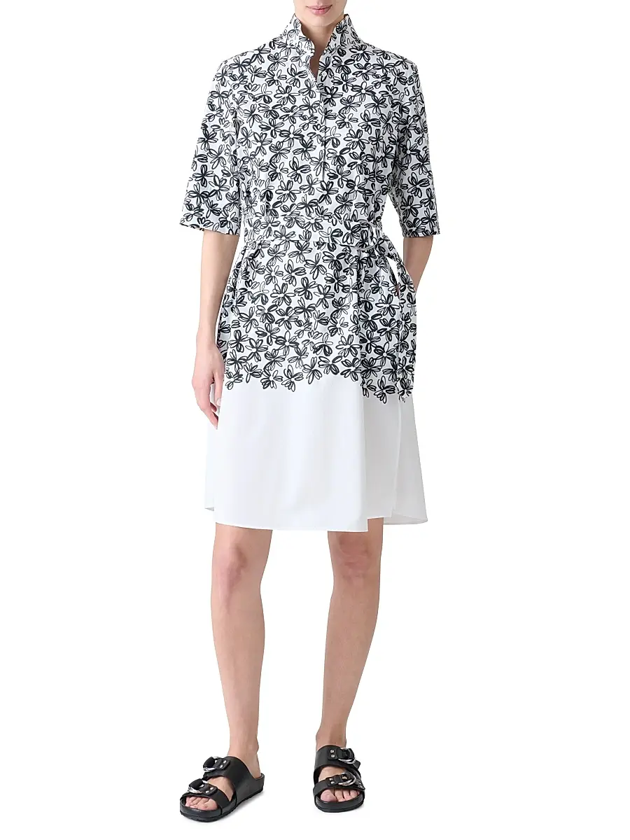Akris punto Women's Floral Cotton Poplin Shirtdress | Thumbnail 2 Akris punto Women's Floral Cotton Poplin Shirtdress | Thumbnail 2