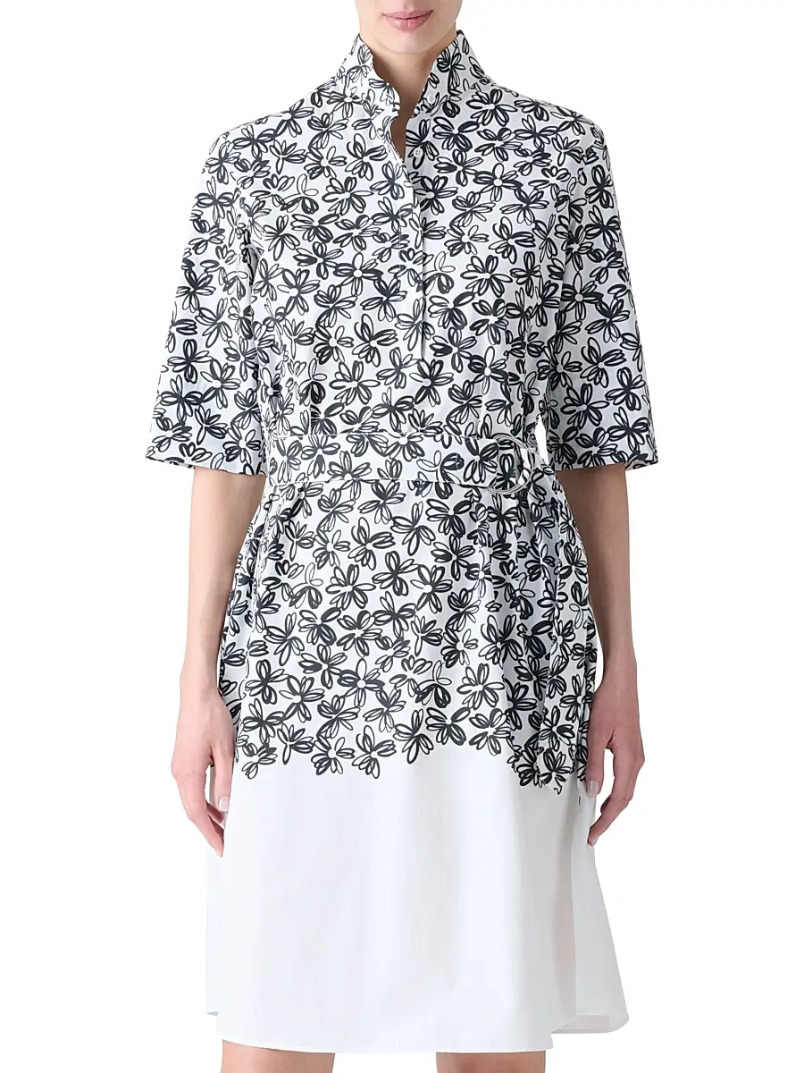 Akris punto Women's Floral Cotton Poplin Shirtdress | Thumbnail 3 Akris punto Women's Floral Cotton Poplin Shirtdress | Thumbnail 3