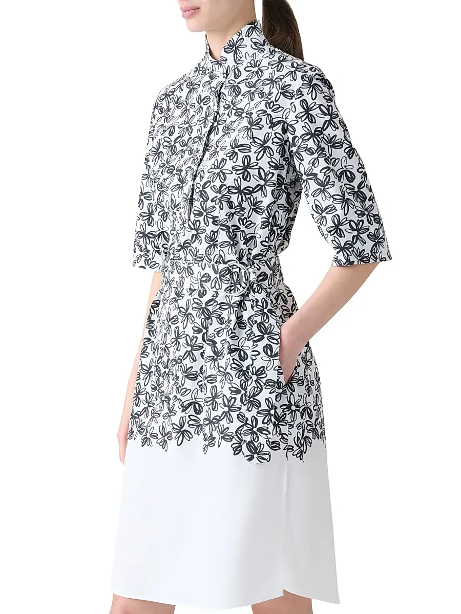 Akris punto Women's Floral Cotton Poplin Shirtdress | Thumbnail 4 Akris punto Women's Floral Cotton Poplin Shirtdress | Thumbnail 4