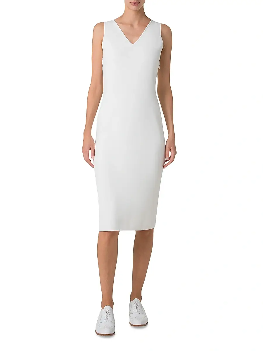 Akris Women's Stretch V-Neck Sheath Midi-Dress | Thumbnail 2 Akris Women's Stretch V-Neck Sheath Midi-Dress | Thumbnail 2