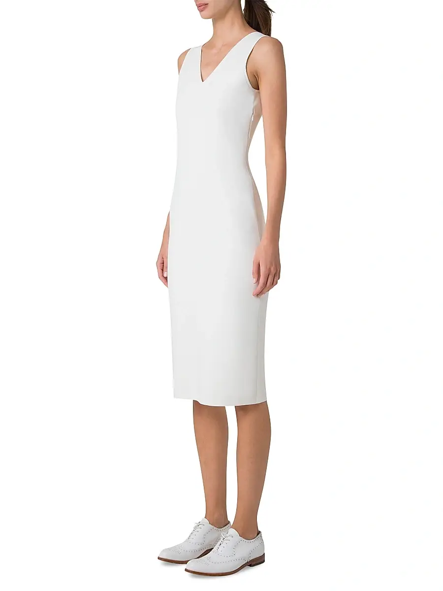 Akris Women's Stretch V-Neck Sheath Midi-Dress | Thumbnail 3 Akris Women's Stretch V-Neck Sheath Midi-Dress | Thumbnail 3
