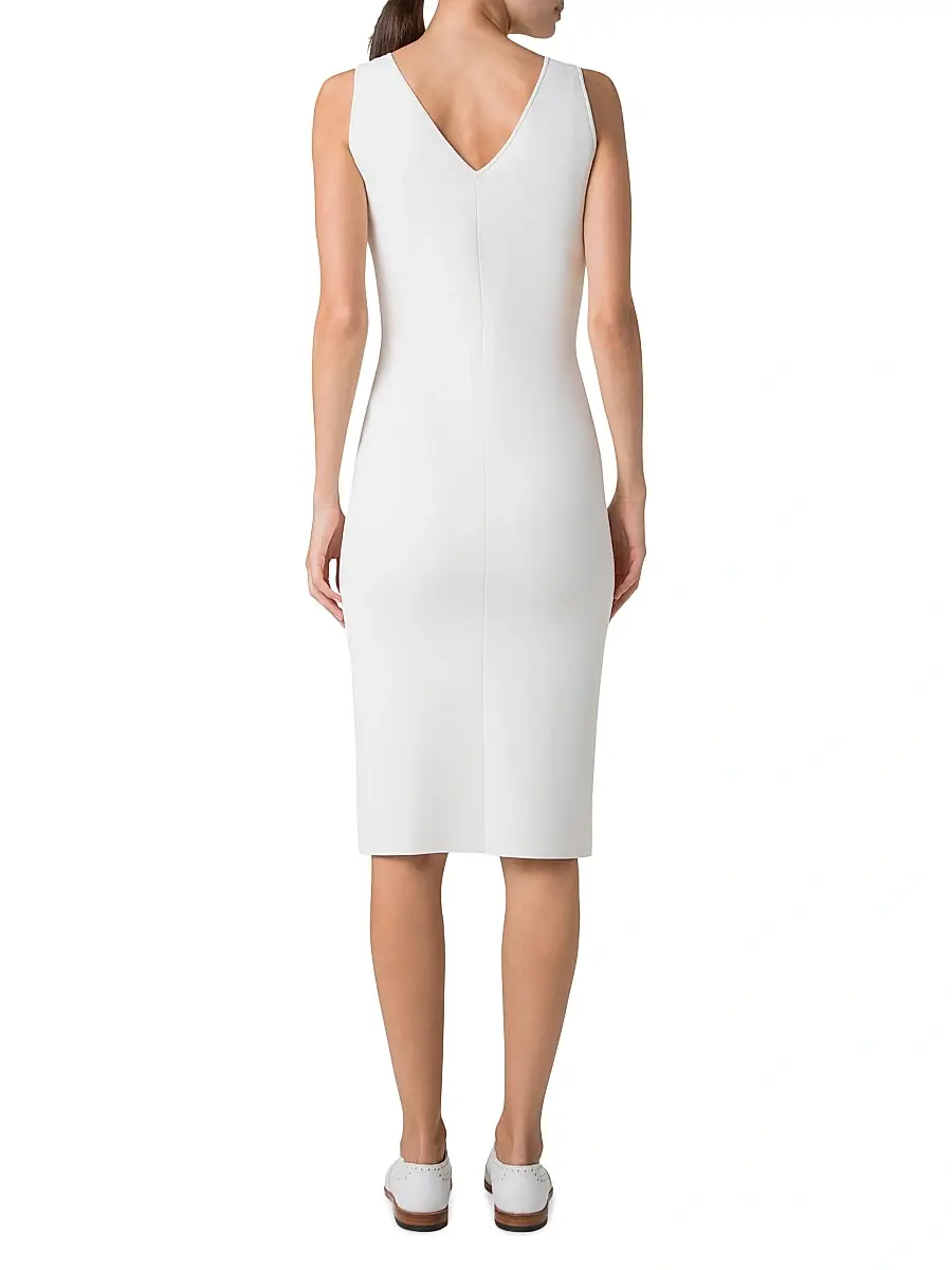 Akris Women's Stretch V-Neck Sheath Midi-Dress | Thumbnail 4 Akris Women's Stretch V-Neck Sheath Midi-Dress | Thumbnail 4