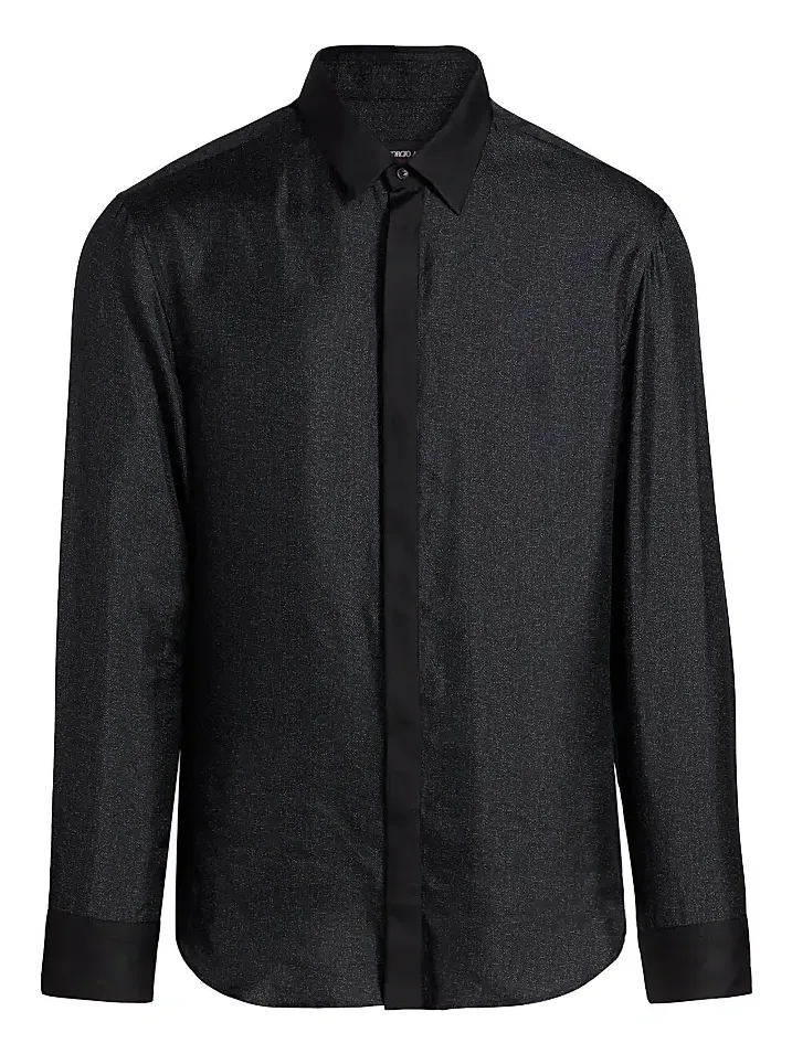 Giorgio Armani Men's Silk Sequined Tux Shirt