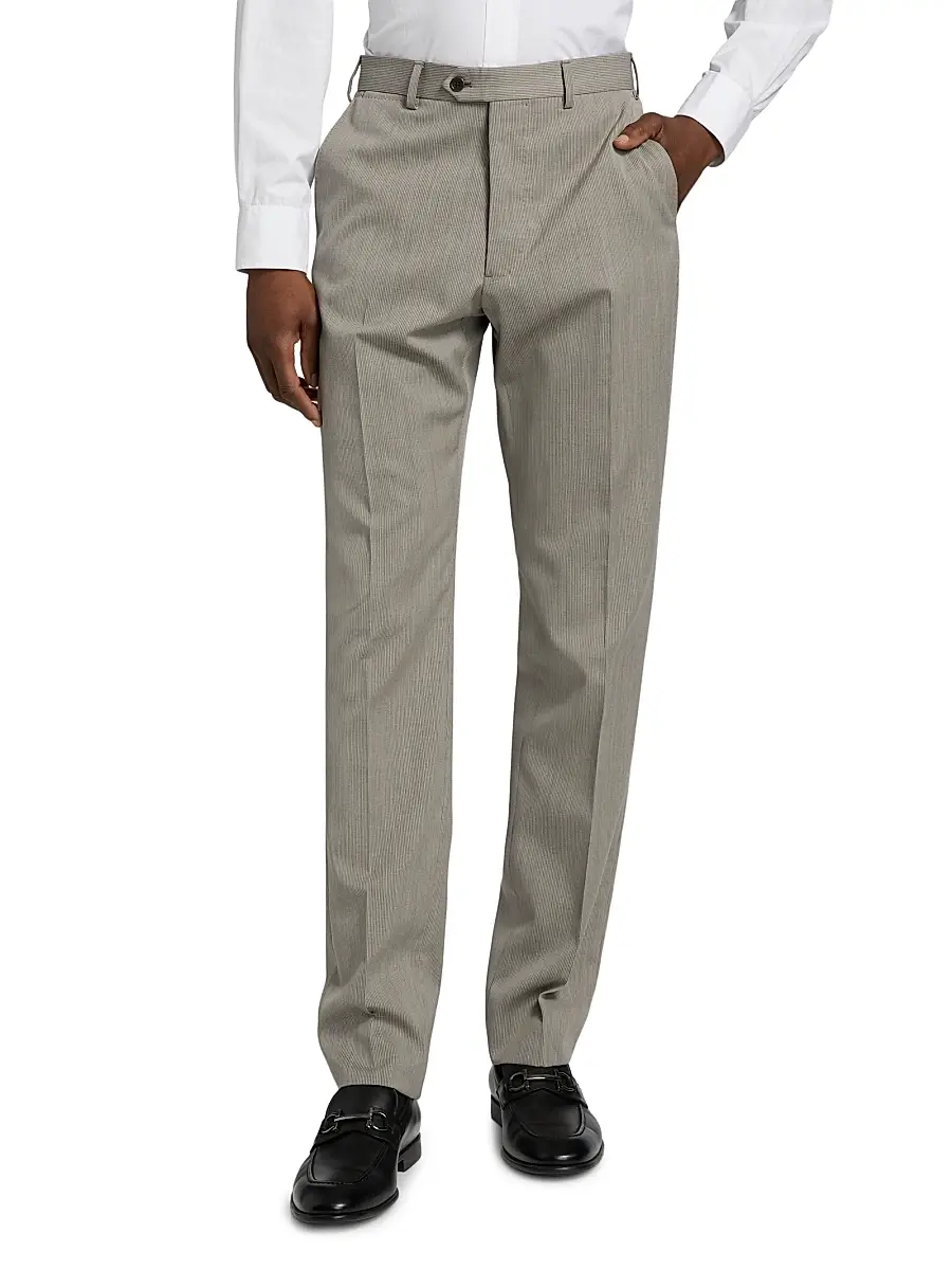 Emporio Armani Men's Flat Front Wool Trousers | Thumbnail 3 Emporio Armani Men's Flat Front Wool Trousers | Thumbnail 3