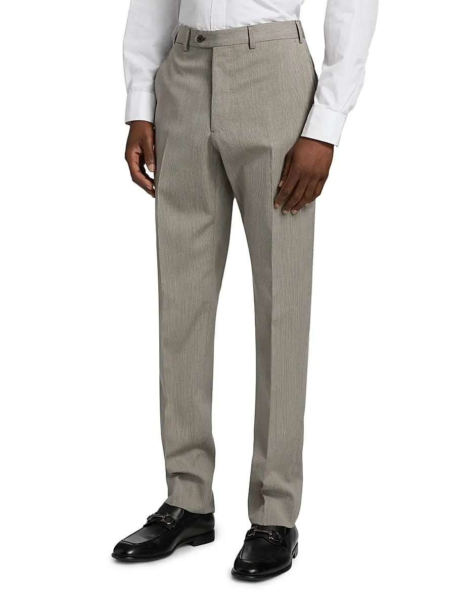 Emporio Armani Men's Flat Front Wool Trousers | Thumbnail 4 Emporio Armani Men's Flat Front Wool Trousers | Thumbnail 4