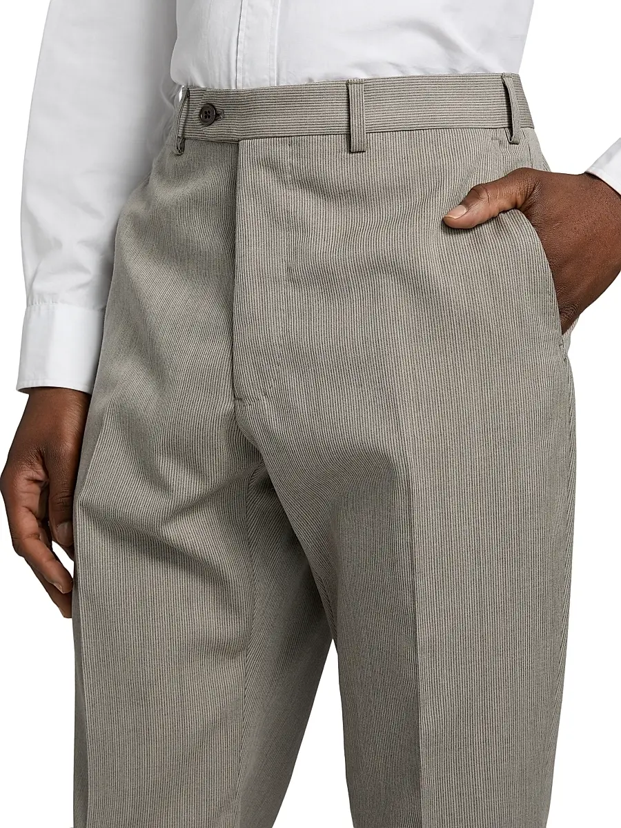 Emporio Armani Men's Flat Front Wool Trousers | Thumbnail 6 Emporio Armani Men's Flat Front Wool Trousers | Thumbnail 6