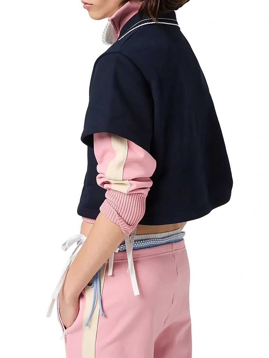 Miu Miu Women's Cropped Cotton Fleece Sweatshirt | Thumbnail 3