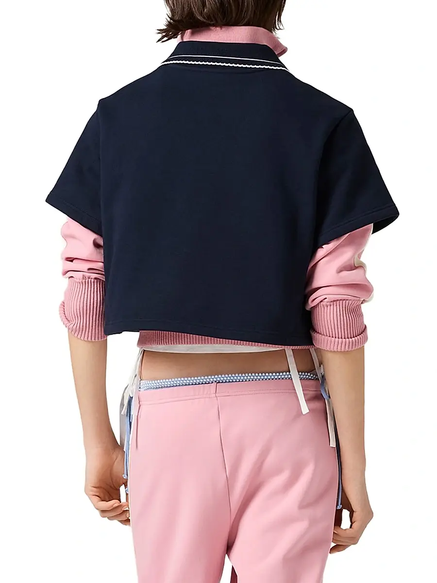 Miu Miu Women's Cropped Cotton Fleece Sweatshirt | Thumbnail 4