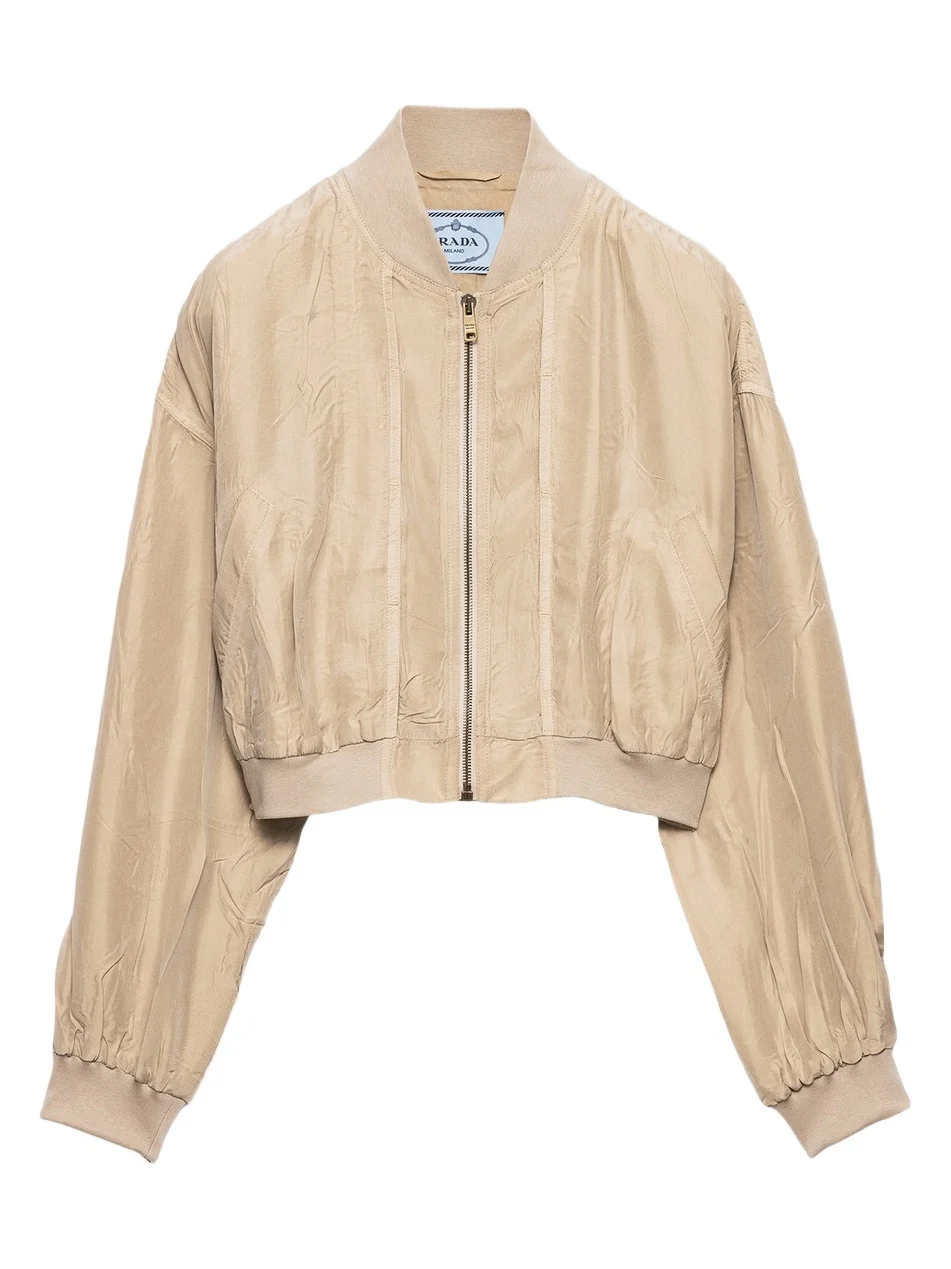 Prada Women's Cropped Old Silk Bomber Jacket