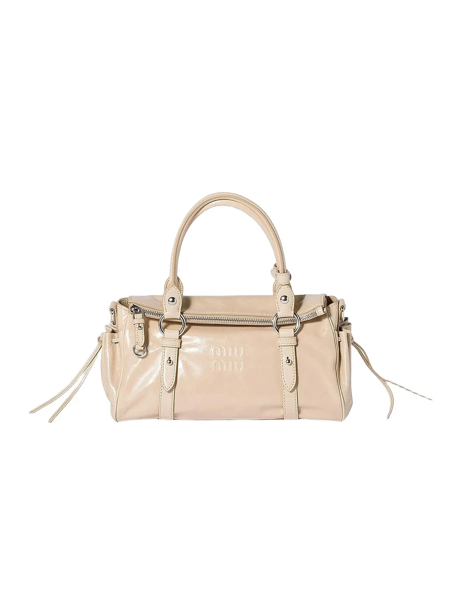 Women's Glossy Leather Top Handle Bag