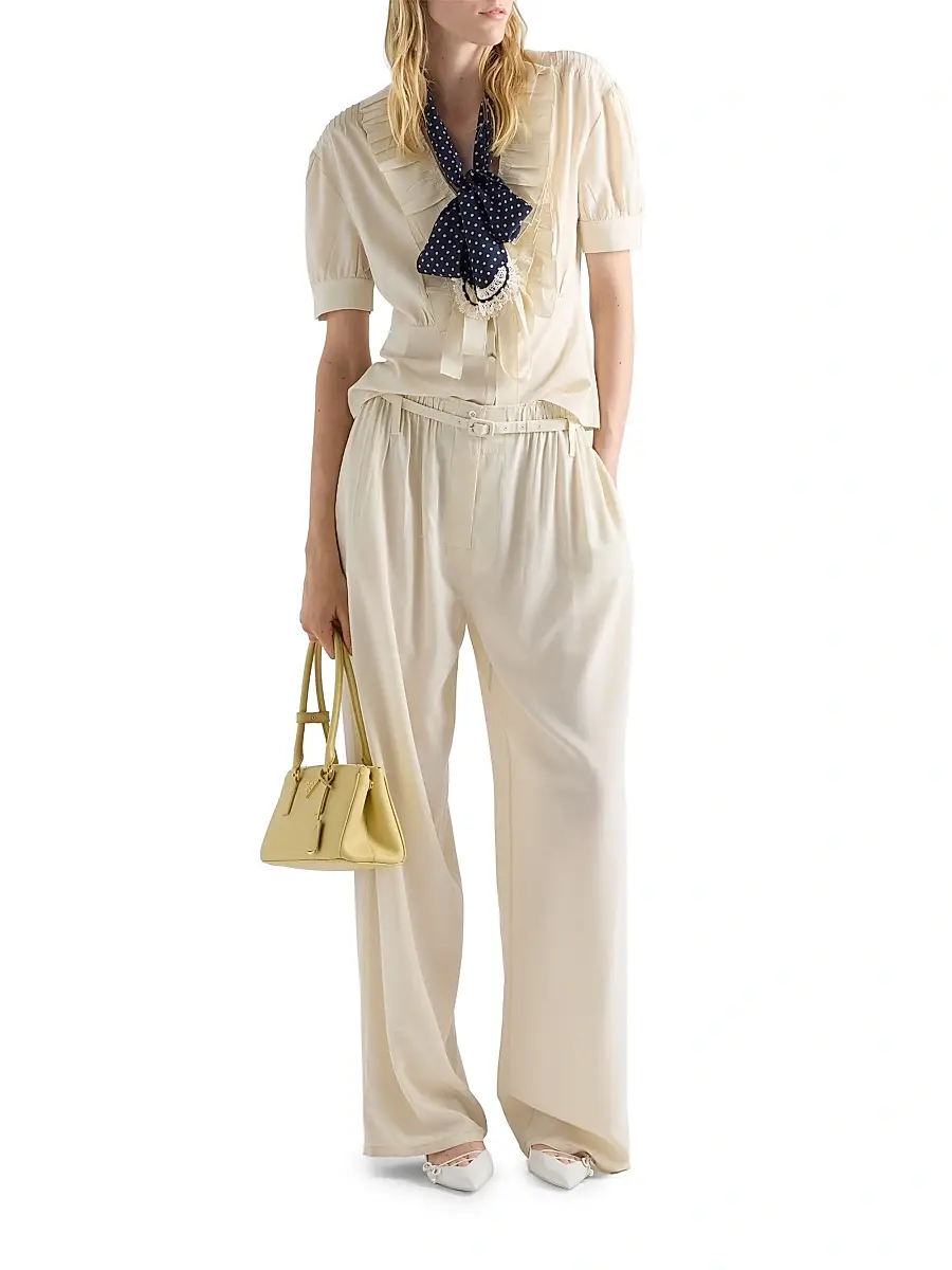 Prada Women's Silk Marocain Pants | Thumbnail 2