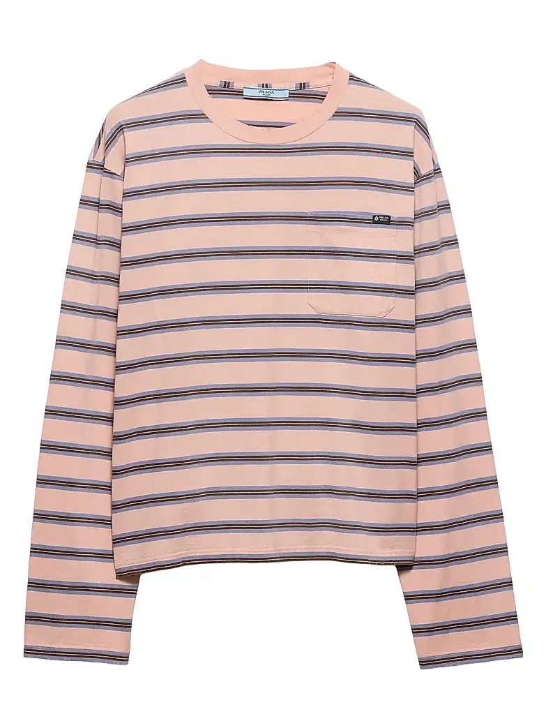 Women's Long-Sleeved Striped Cotton Jersey T-Shirt Women's Long-Sleeved Striped Cotton Jersey T-Shirt
