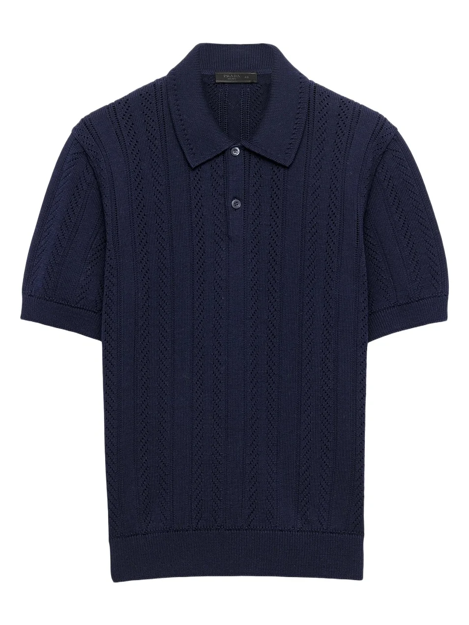 Prada Men's Short-Sleeved Openwork Cotton Polo Shirt