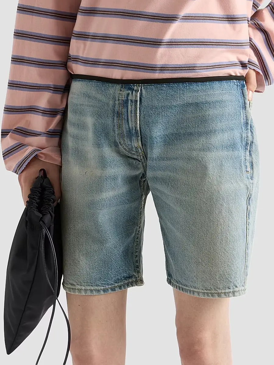 Prada Women's Washed Denim Bermudas | Thumbnail 3 Prada Women's Washed Denim Bermudas | Thumbnail 3
