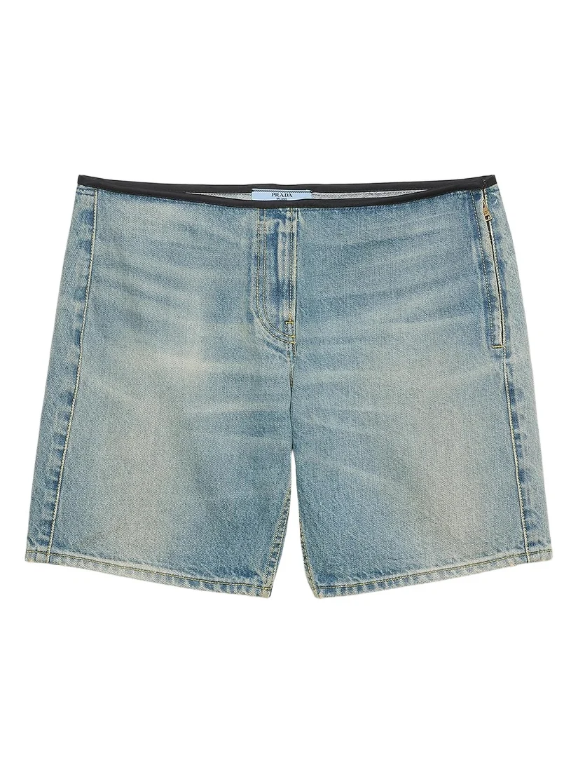 Prada Women's Washed Denim Bermudas