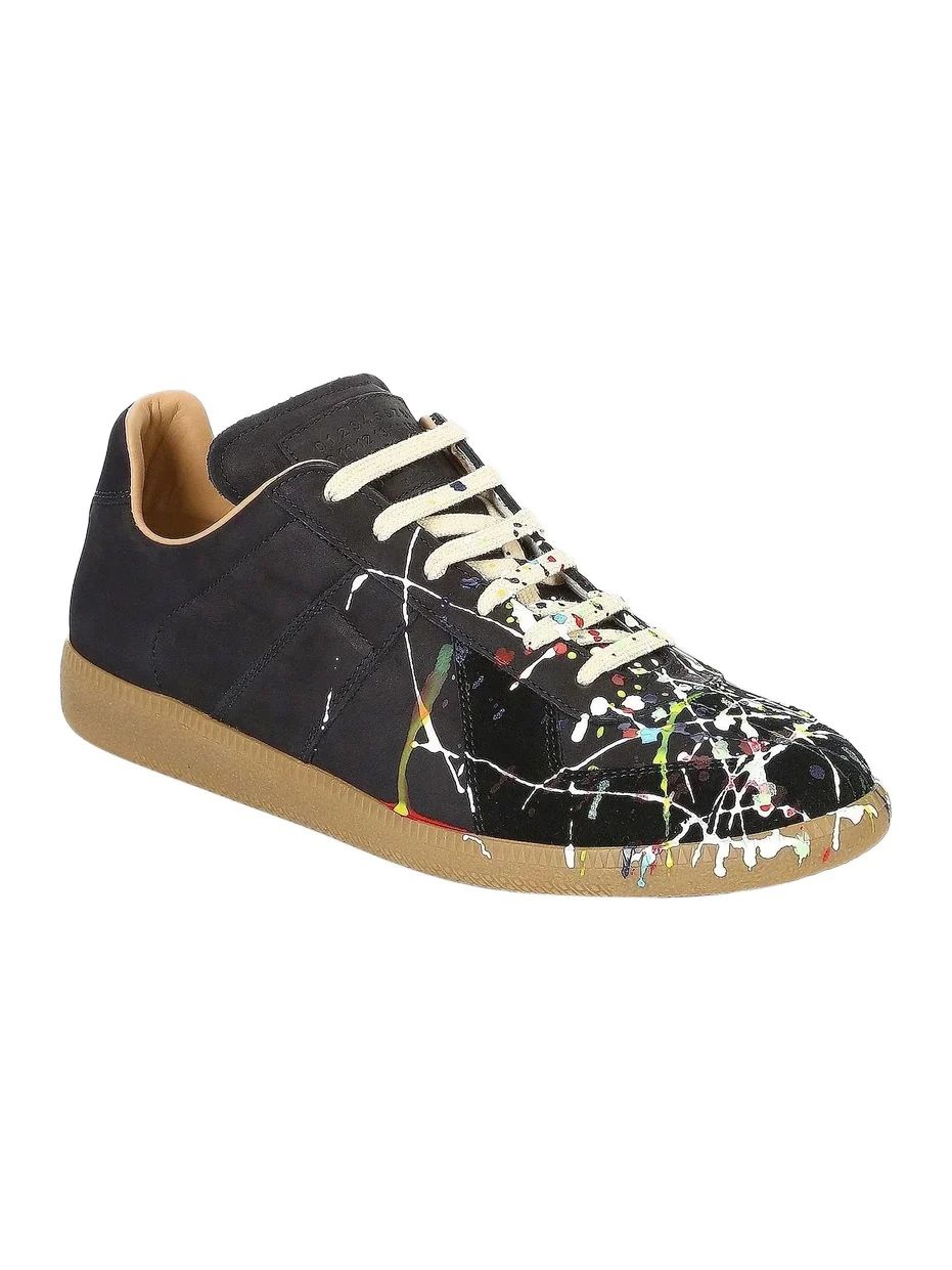 Maison Margiela Men's Men's Replica Paint Splatter Leather Low-Top Sneakers
