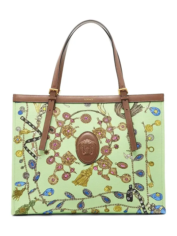 Women's Large Broken-Jewel Medusa Cotton Canvas Tote Bag