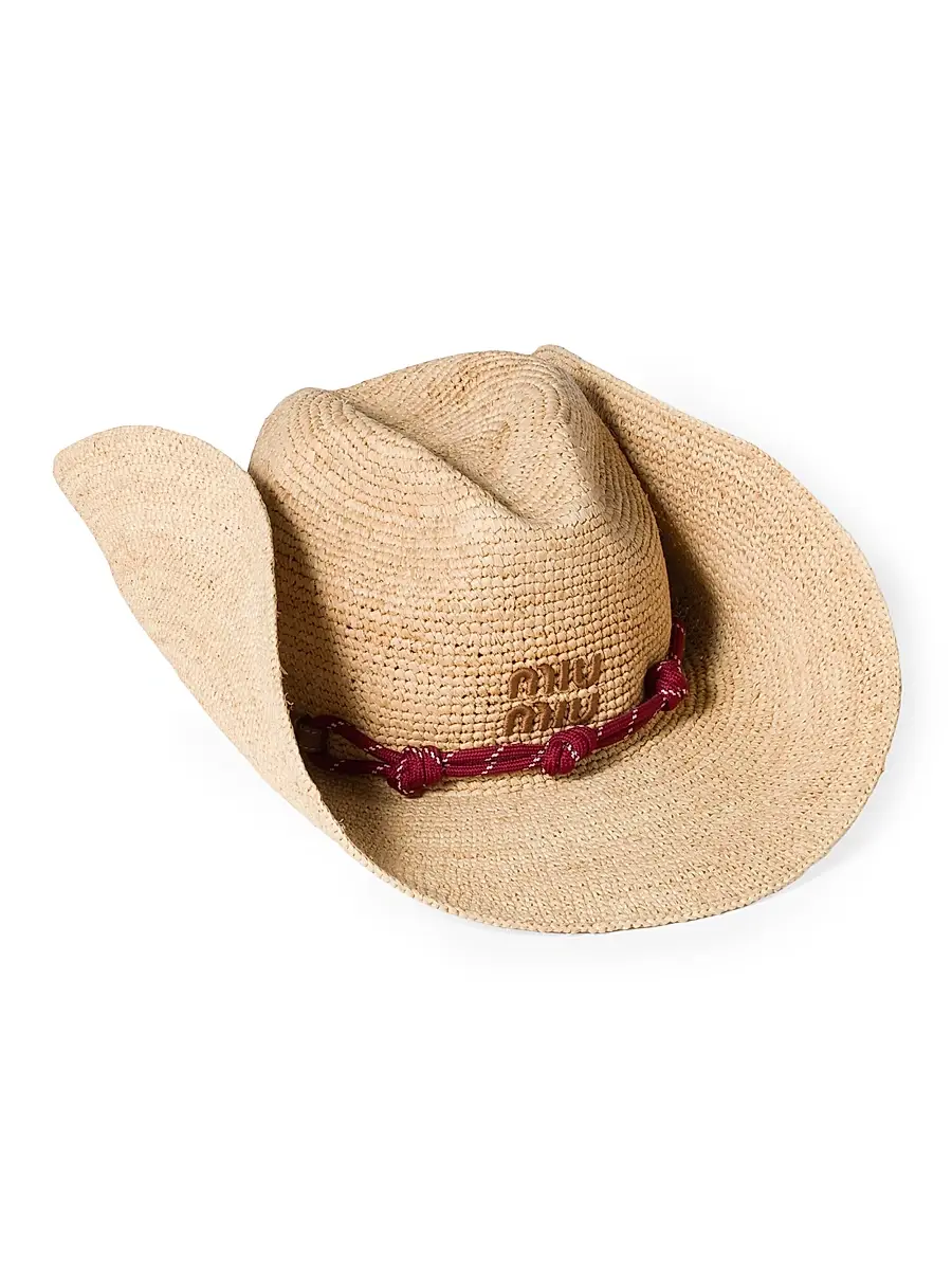 Miu Miu Women's Raffia Hat - Beige Khaki | Image 1 Miu Miu Women's Raffia Hat - Beige Khaki | Image 1