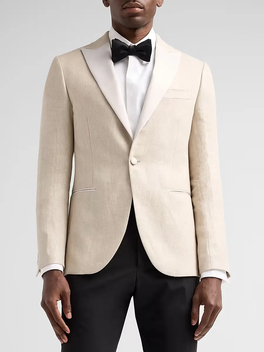 Pal Zileri Men's Textured Linen-Blend Dinner Jacket | Thumbnail 3