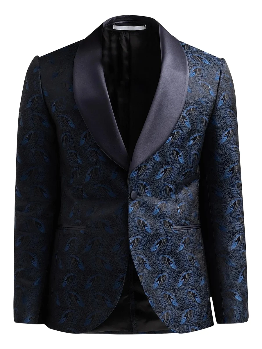 Men's Peacock-Effect Silk-Blend Dinner Jacket