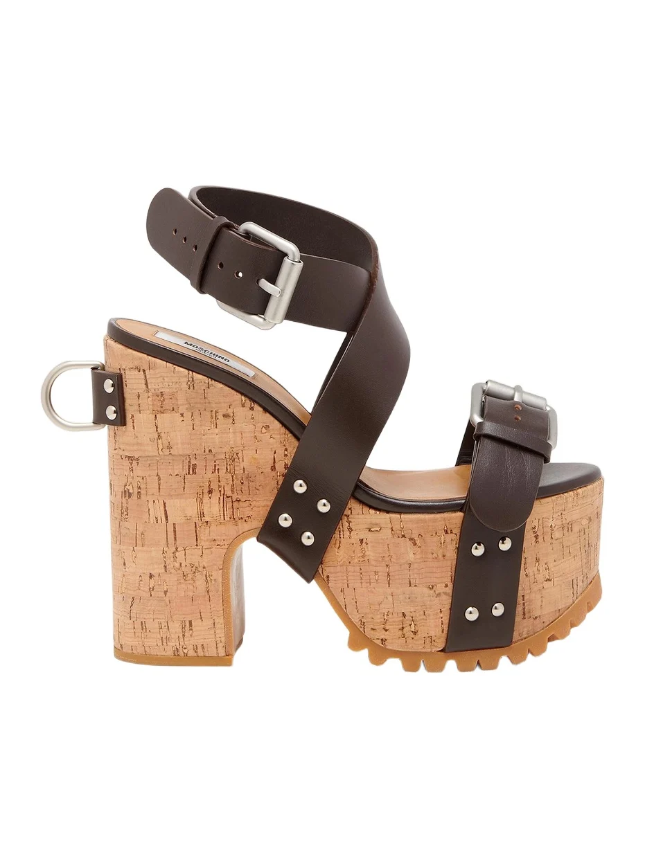 MOSCHINO Women's Open Toe Leather Platform Sandals