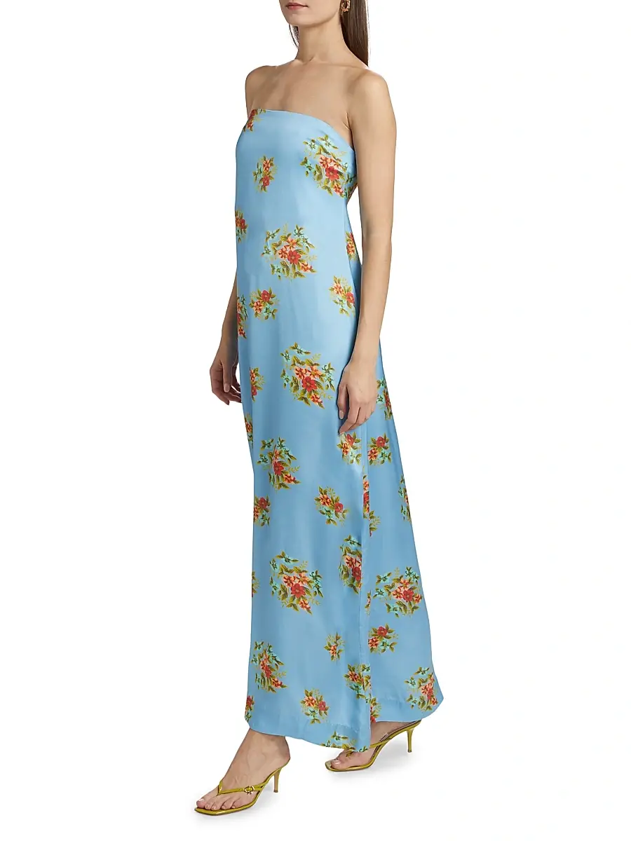 ASTON STUDIO Women's Lucie Floral Satin Strapless Maxi Dress | Thumbnail 2 ASTON STUDIO Women's Lucie Floral Satin Strapless Maxi Dress | Thumbnail 2