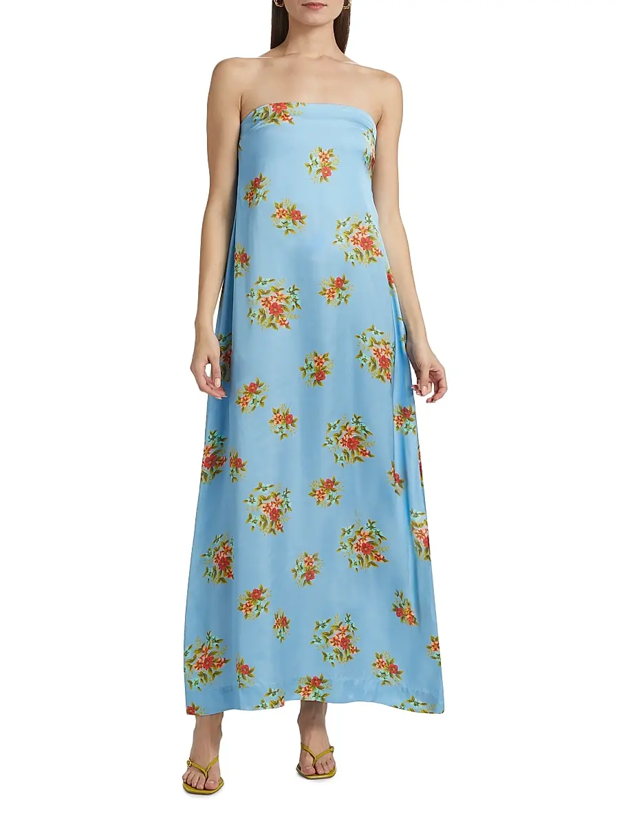 ASTON STUDIO Women's Lucie Floral Satin Strapless Maxi Dress | Thumbnail 3 ASTON STUDIO Women's Lucie Floral Satin Strapless Maxi Dress | Thumbnail 3