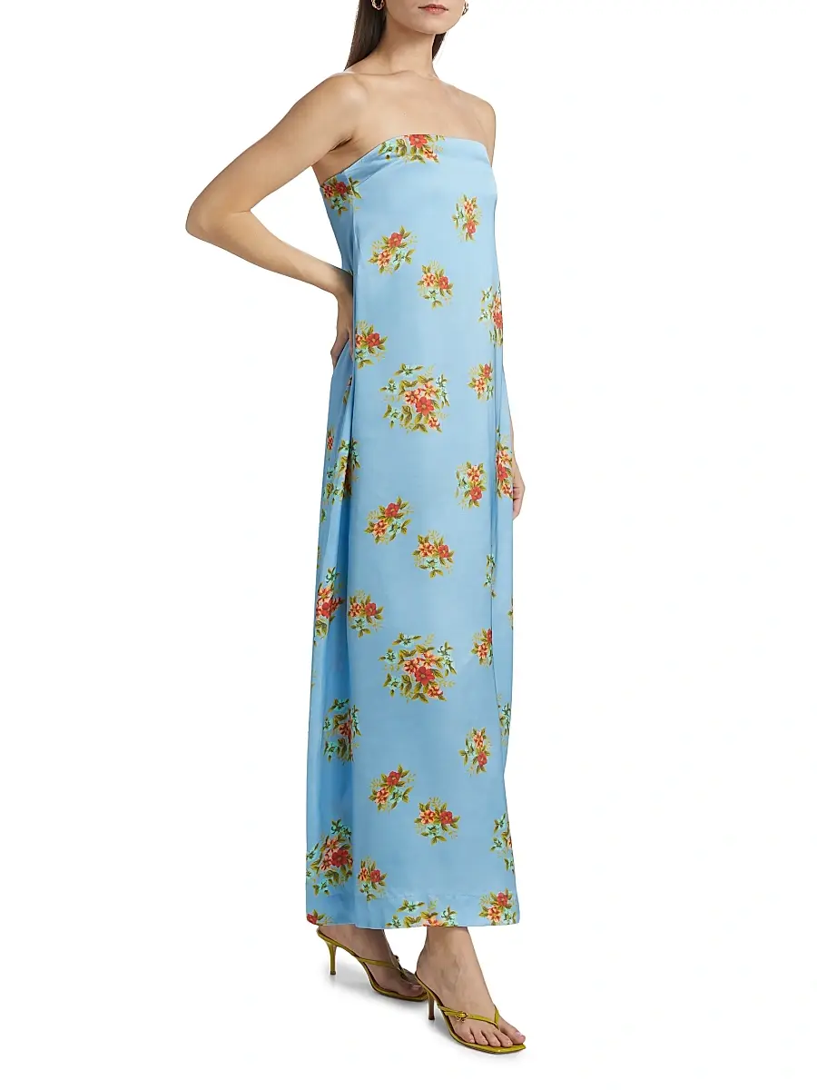 ASTON STUDIO Women's Lucie Floral Satin Strapless Maxi Dress | Thumbnail 4 ASTON STUDIO Women's Lucie Floral Satin Strapless Maxi Dress | Thumbnail 4