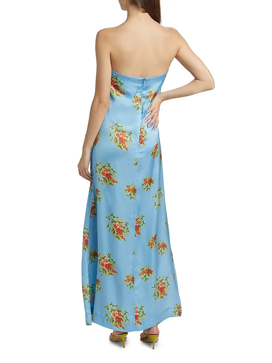 ASTON STUDIO Women's Lucie Floral Satin Strapless Maxi Dress | Thumbnail 5 ASTON STUDIO Women's Lucie Floral Satin Strapless Maxi Dress | Thumbnail 5