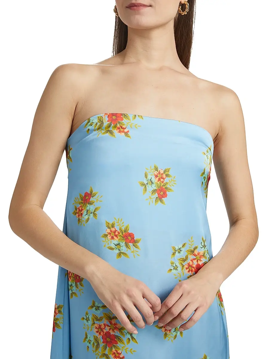 ASTON STUDIO Women's Lucie Floral Satin Strapless Maxi Dress | Thumbnail 6 ASTON STUDIO Women's Lucie Floral Satin Strapless Maxi Dress | Thumbnail 6