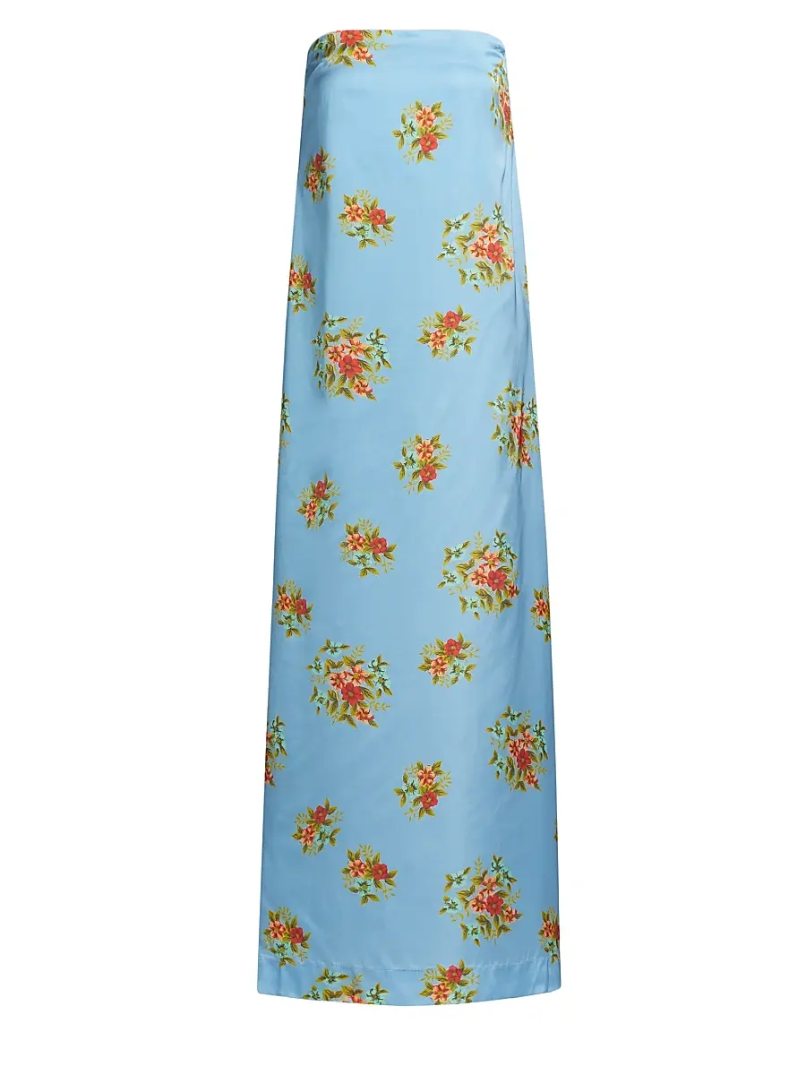 ASTON STUDIO Women's Lucie Floral Satin Strapless Maxi Dress - Pool Bouquet - Size 4 | Image 1 ASTON STUDIO Women's Lucie Floral Satin Strapless Maxi Dress - Pool Bouquet - Size 4 | Image 1