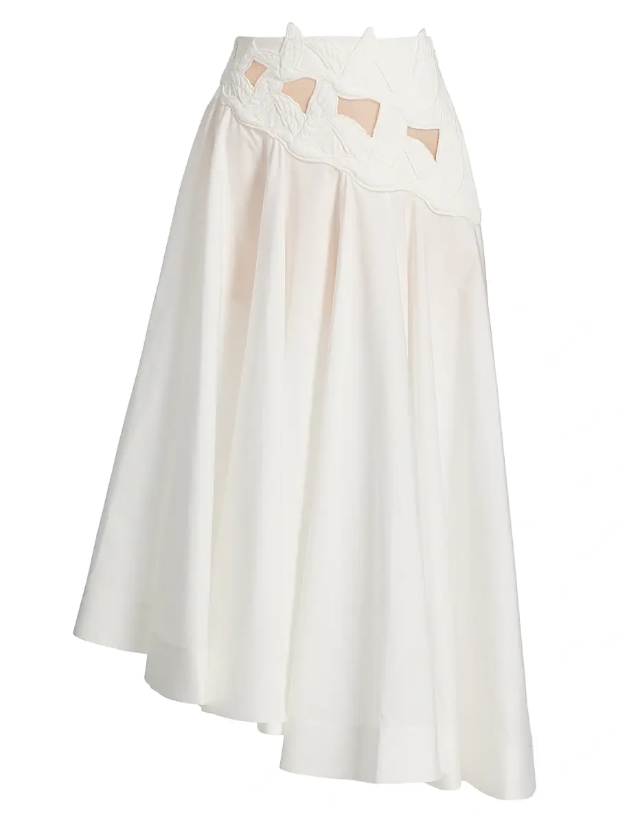 Zimmermann Women's Luna Applique Cotton Maxi Skirt