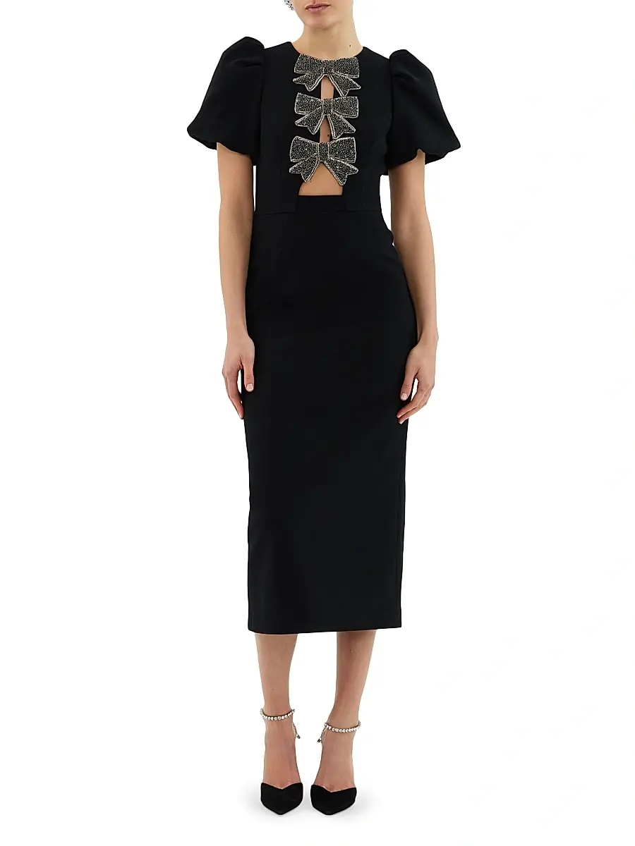 Rebecca Vallance Women's Eliana Crystal-Embellished Velvet Puff-Sleeve Midi-Dress | Thumbnail 2 Rebecca Vallance Women's Eliana Crystal-Embellished Velvet Puff-Sleeve Midi-Dress | Thumbnail 2