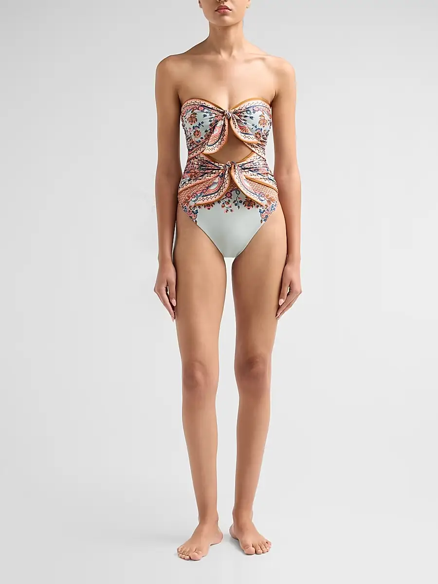 Zimmermann Women's Aster Floral Paisley Scarf Tie One-Piece Swimsuit | Thumbnail 2 Zimmermann Women's Aster Floral Paisley Scarf Tie One-Piece Swimsuit | Thumbnail 2