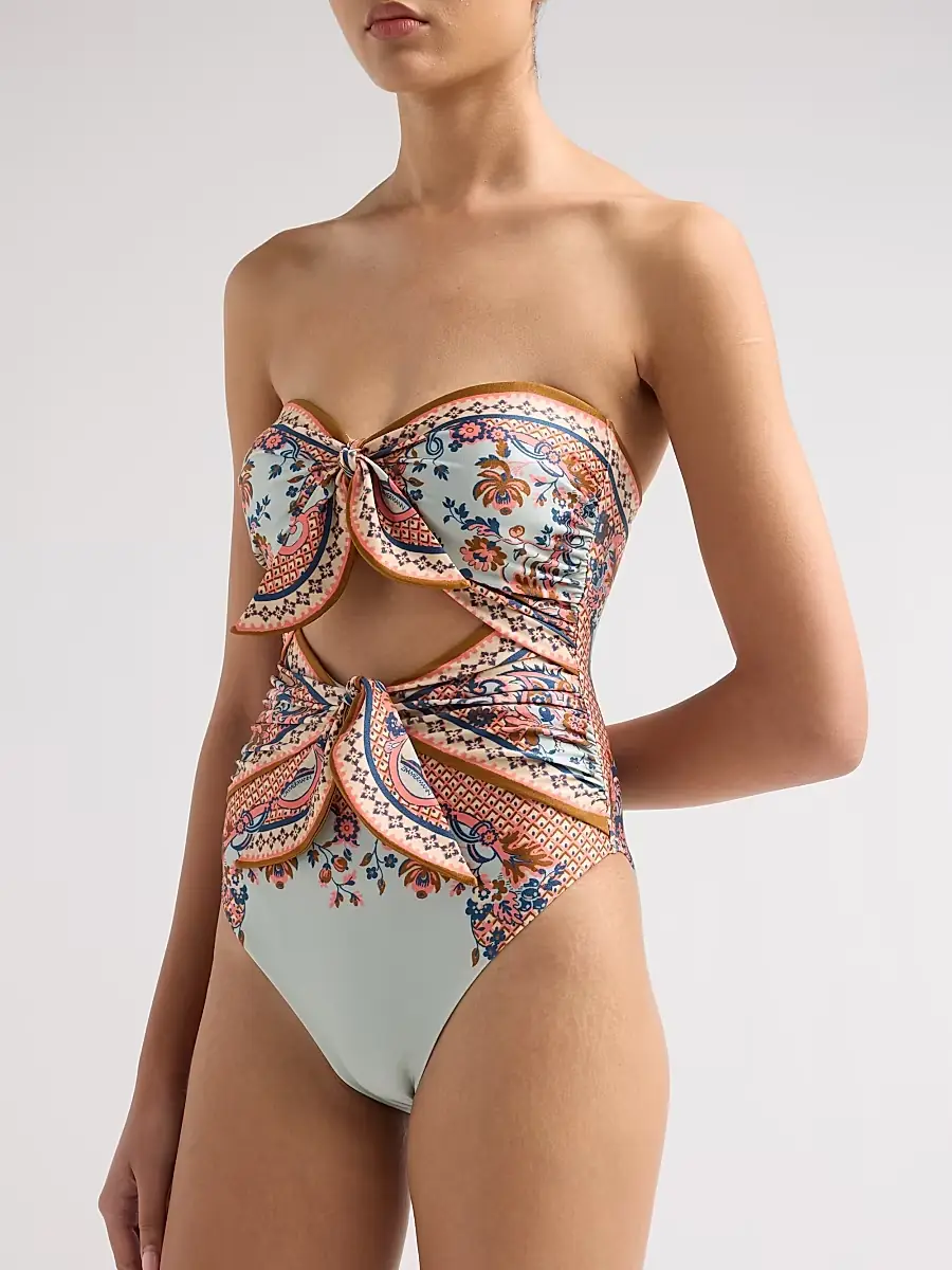 Zimmermann Women's Aster Floral Paisley Scarf Tie One-Piece Swimsuit | Thumbnail 4 Zimmermann Women's Aster Floral Paisley Scarf Tie One-Piece Swimsuit | Thumbnail 4